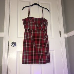 Plaid red and black spaghetti strap mini dress